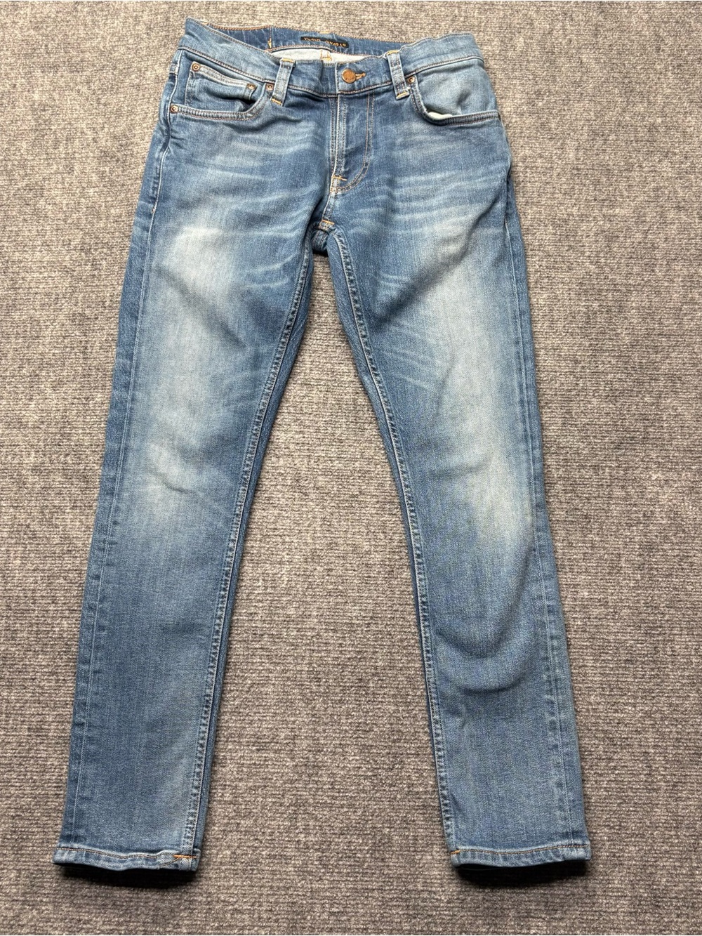 Nudie Jeans Mens 29x28 Blue Tight Terry in Summer Dust Skinny Fit Denim Stretch